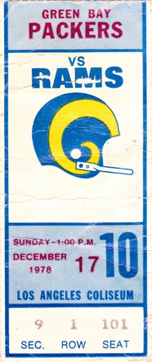 1978 Green Bay Packers vs. LA Rams Ticket Art